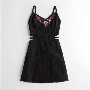 Hollister Black Floral Embroidered Dress